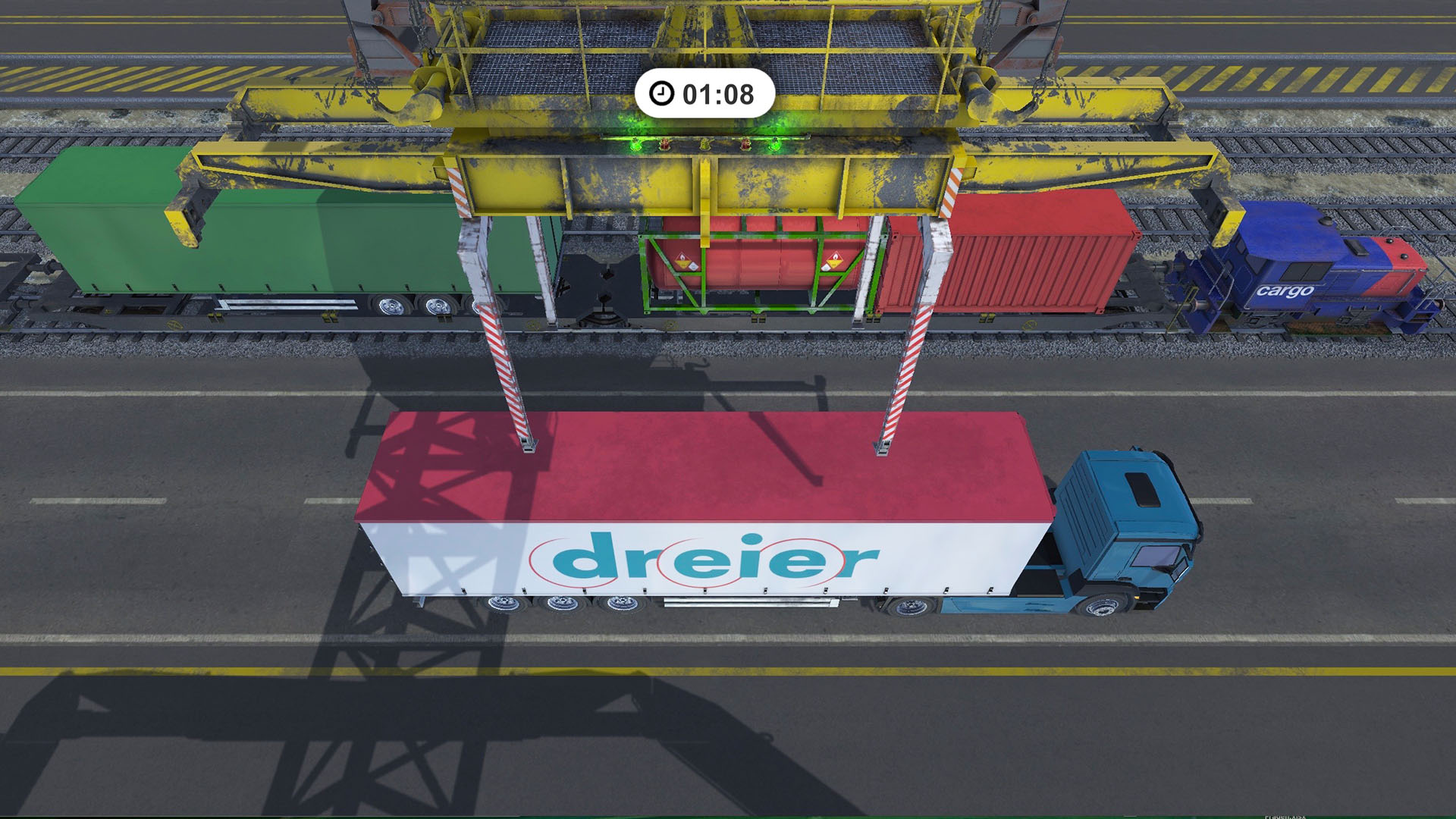 3D Ansicht Kontainer verladen im Spiel